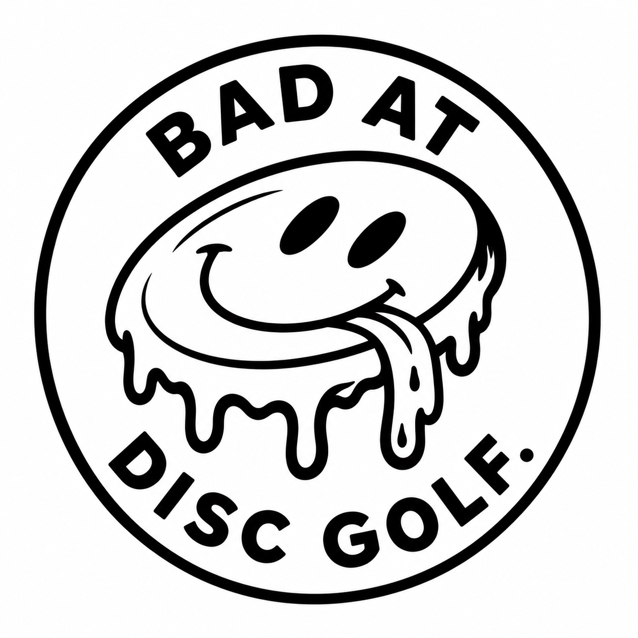 Bad At Disc Golf smiling disc logo